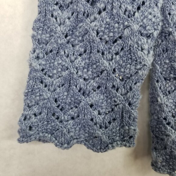 BLARNEY Woolen Mill Open Front Cardigan Women M Cotton Linen Denim Blue Knit NEW - Picture 5 of 14